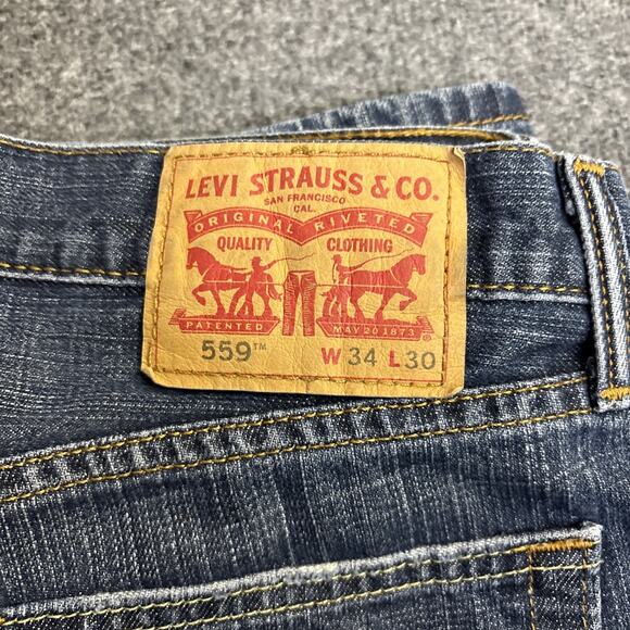 Levi's 559 Mens 34x30 Straight Leg Dark Wash Denimi Jeans - Picture 3 of 7